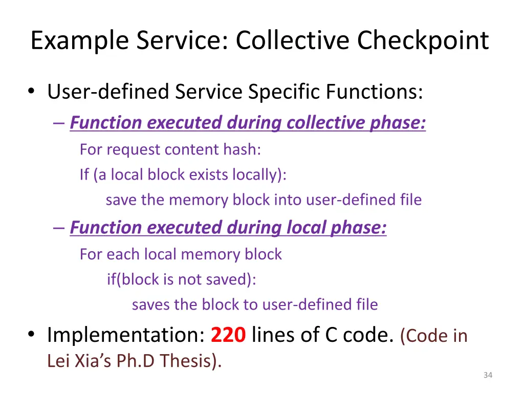 example service collective checkpoint