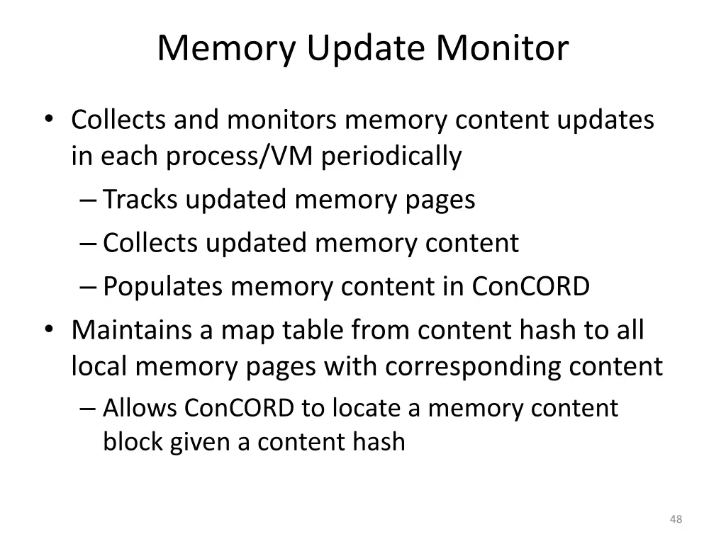 memory update monitor