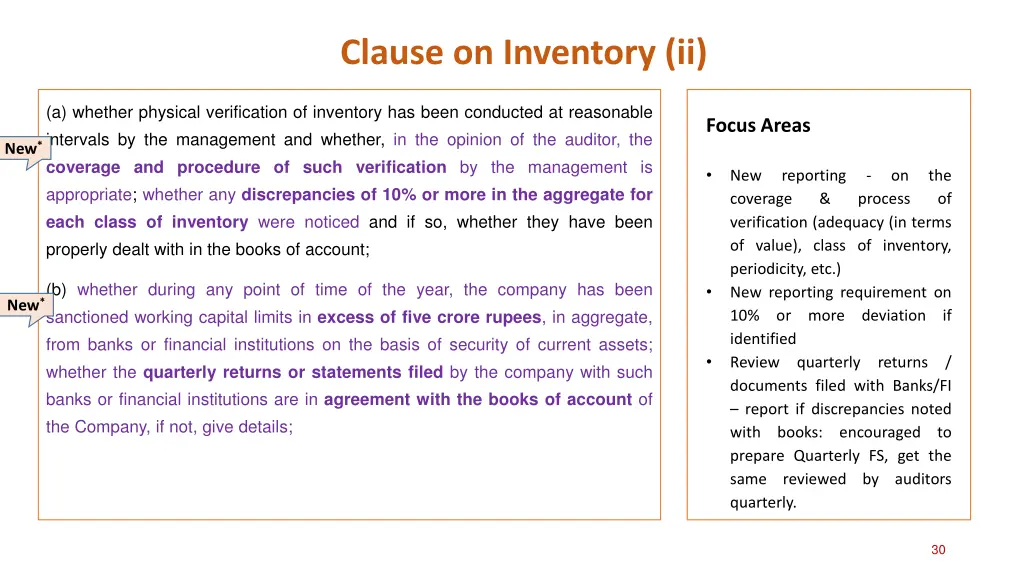 clause on inventory ii