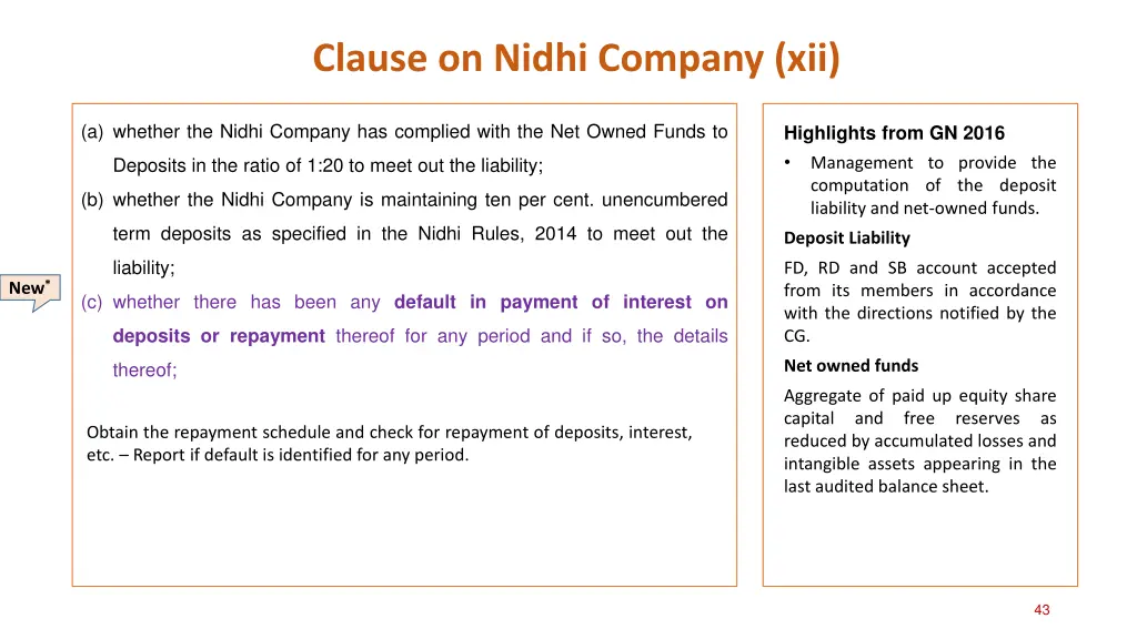 clause on nidhi company xii