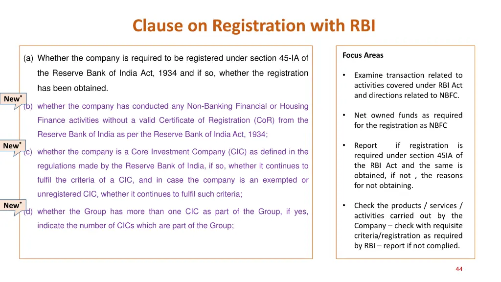 clause on registration with rbi