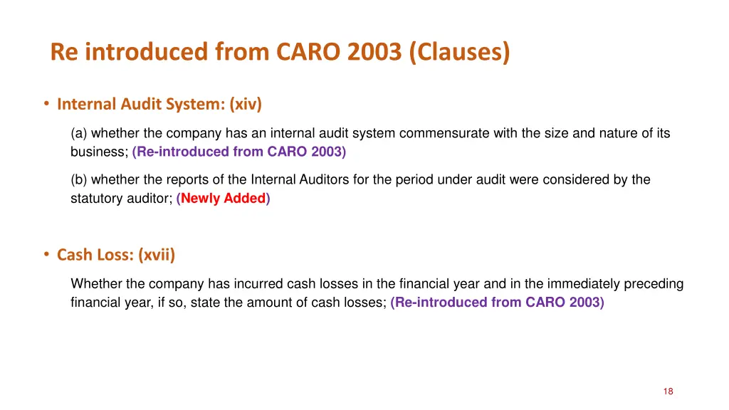 re introduced from caro 2003 clauses