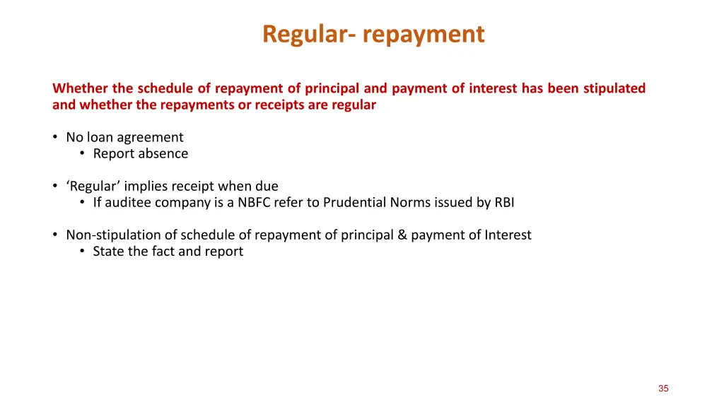 regular repayment