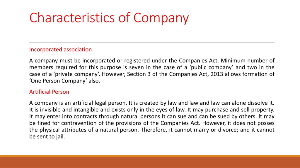 characteristics of company