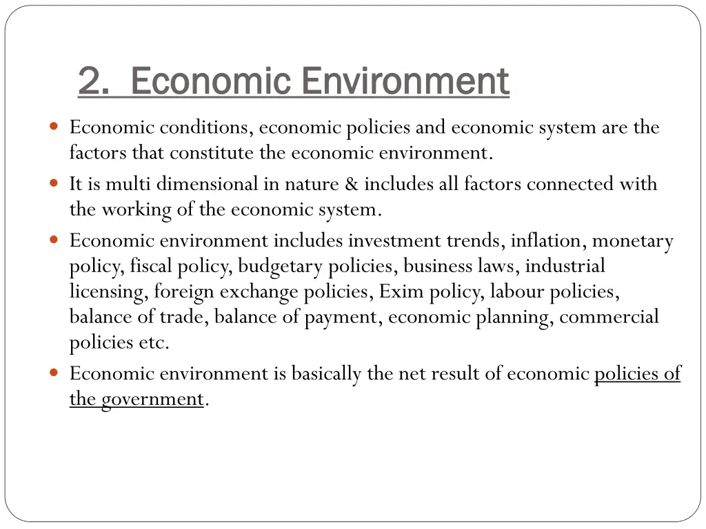 2 economic environment 2 economic environment