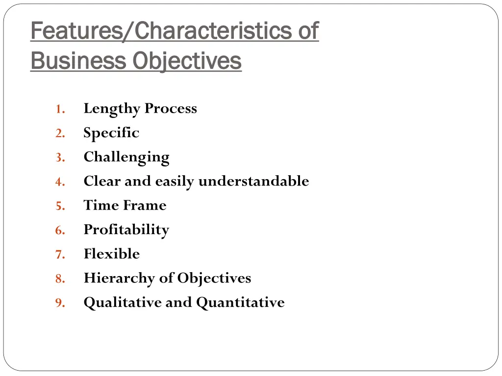 features characteristics of features