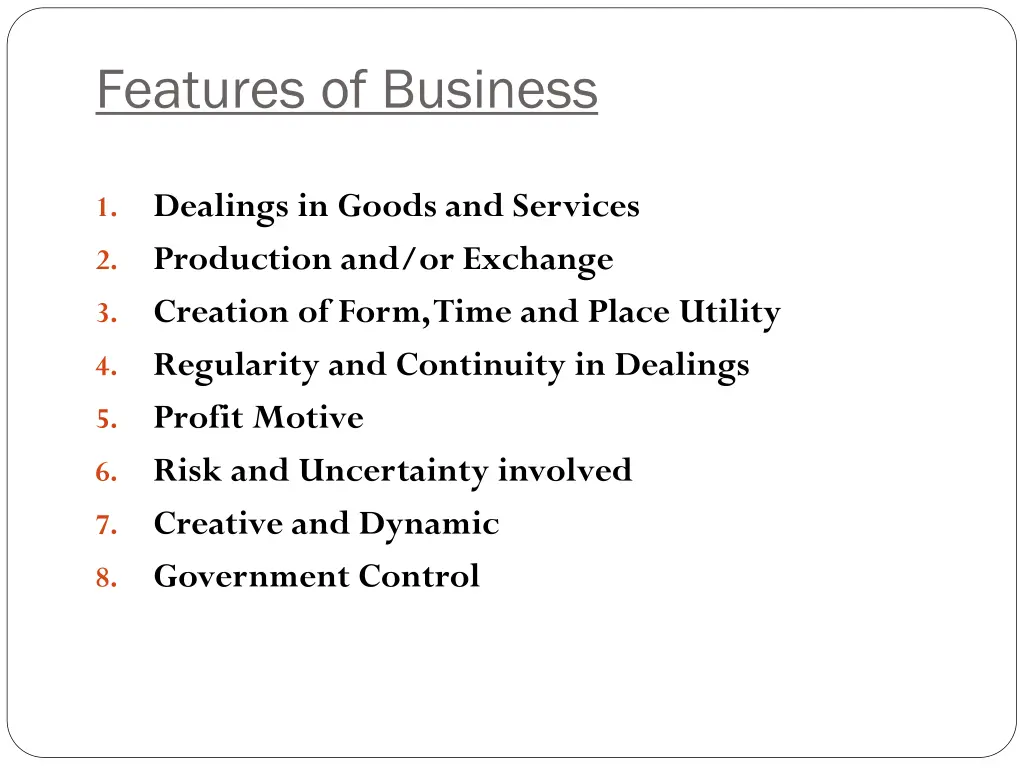 features of business