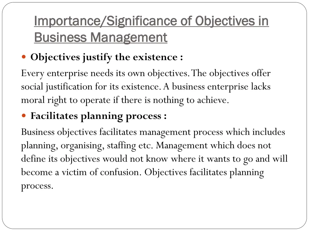 importance significance of objectives