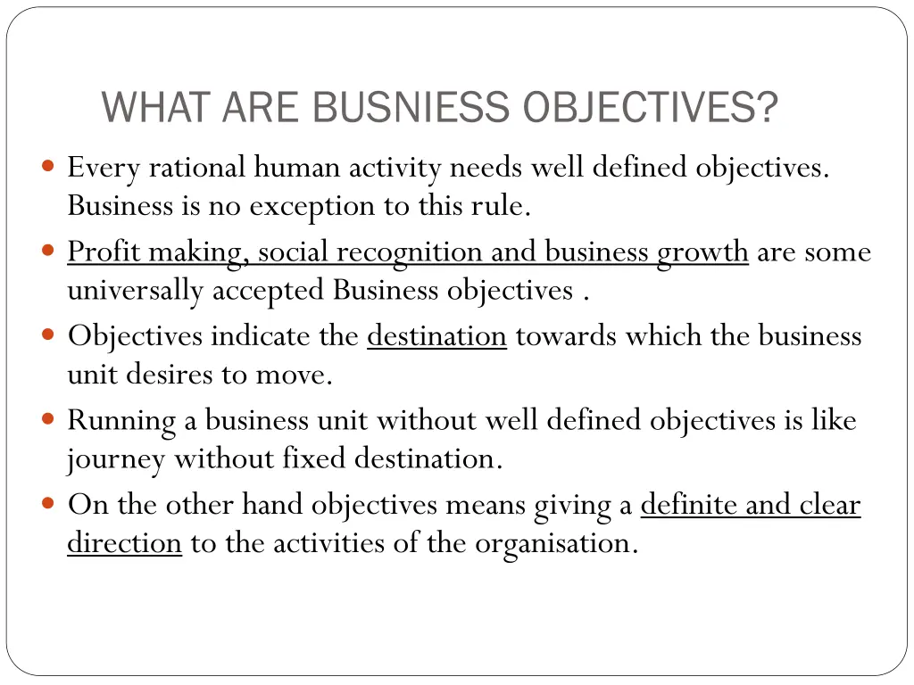 what are busniess objectives