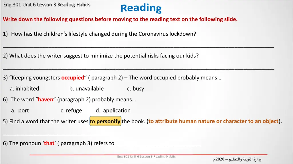 eng 301 unit 6 lesson 3 reading habits 4