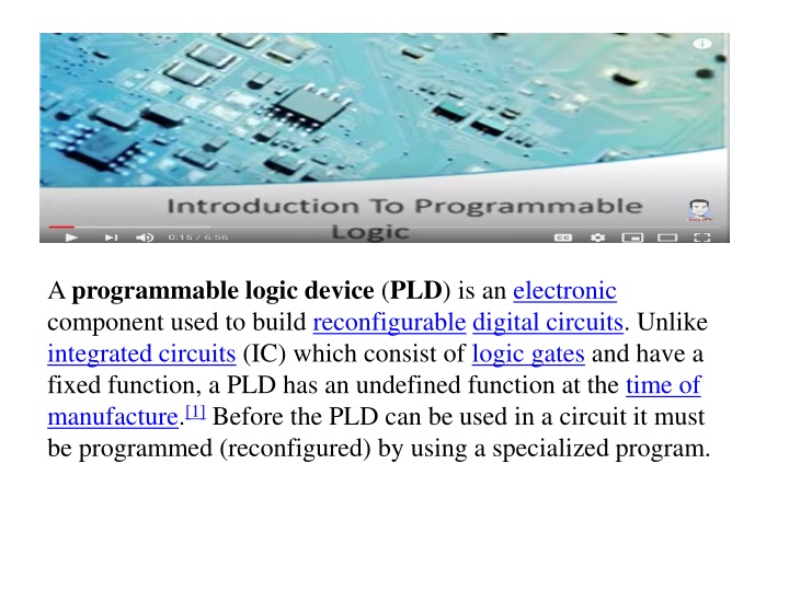 a programmable logic device pld is an electronic