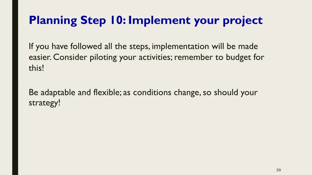 planning step 10 implement your project