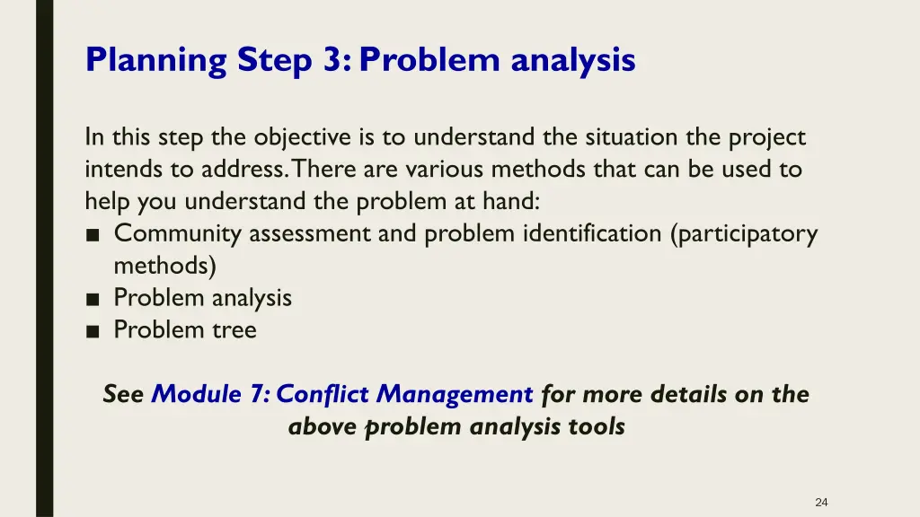 planning step 3 problem analysis