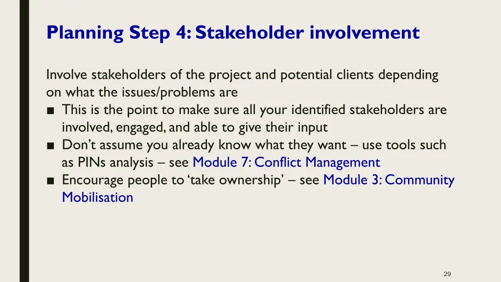 planning step 4 stakeholder involvement