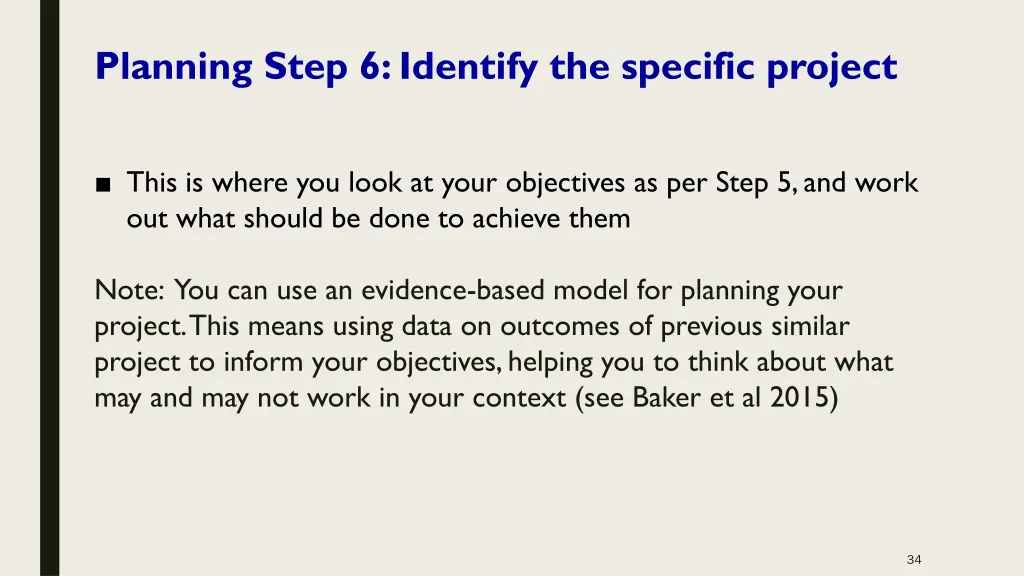 planning step 6 identify the specific project