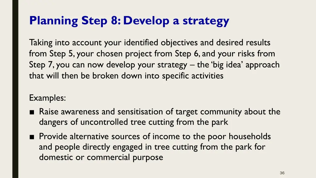 planning step 8 develop a strategy