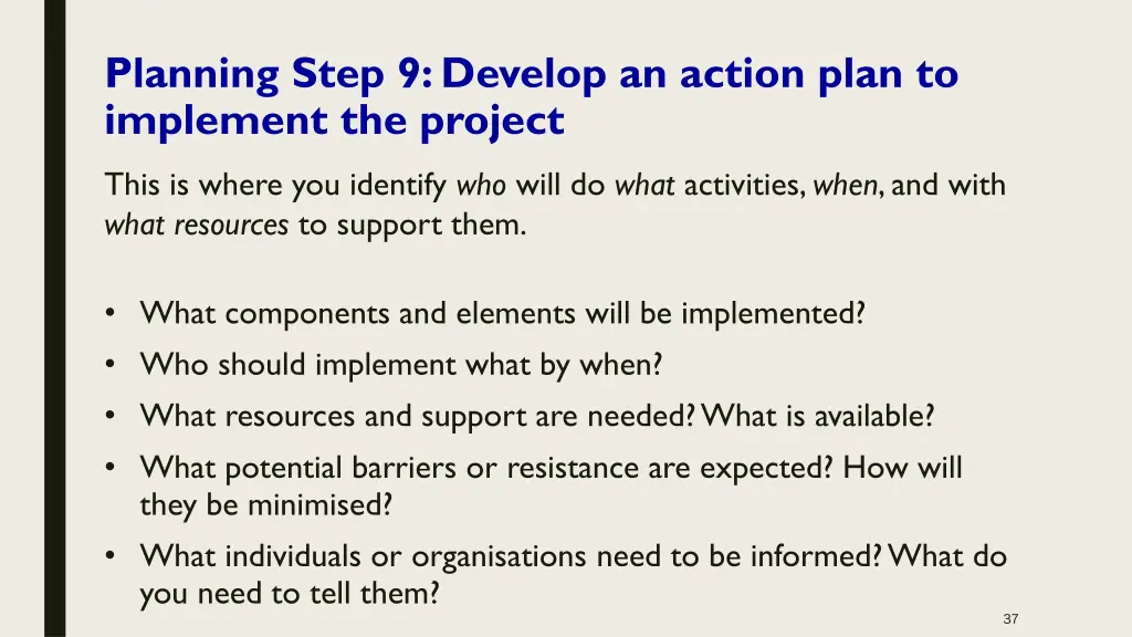 planning step 9 develop an action plan