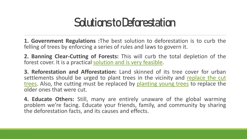 solutions to d eforestation