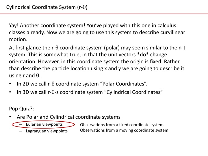 cylindrical coordinate system r