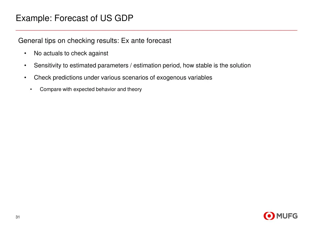 example forecast of us gdp 12