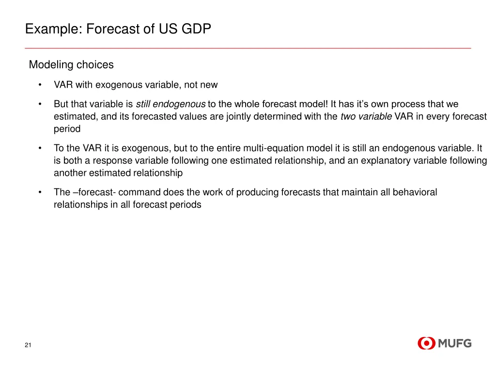 example forecast of us gdp 2