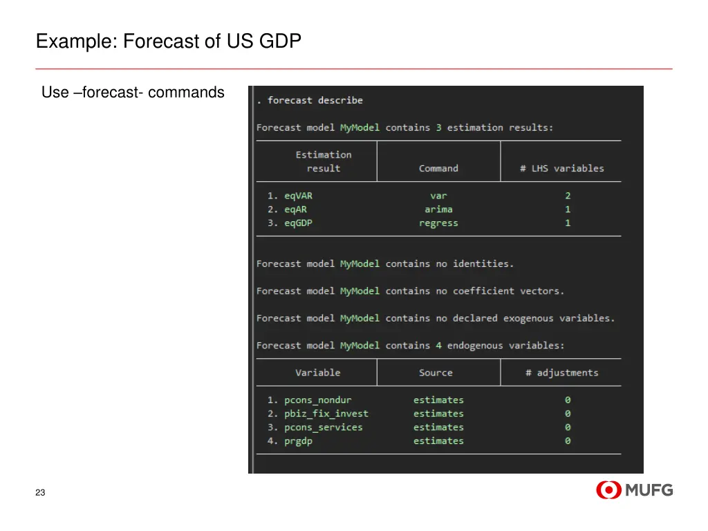 example forecast of us gdp 4