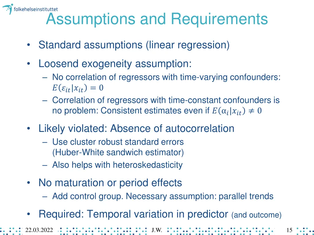 assumptions and requirements