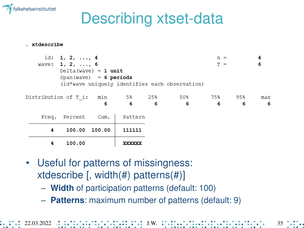 describing xtset data 3