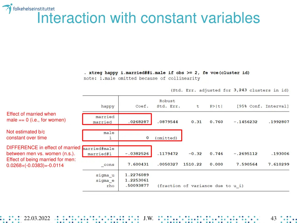 interaction with constant variables