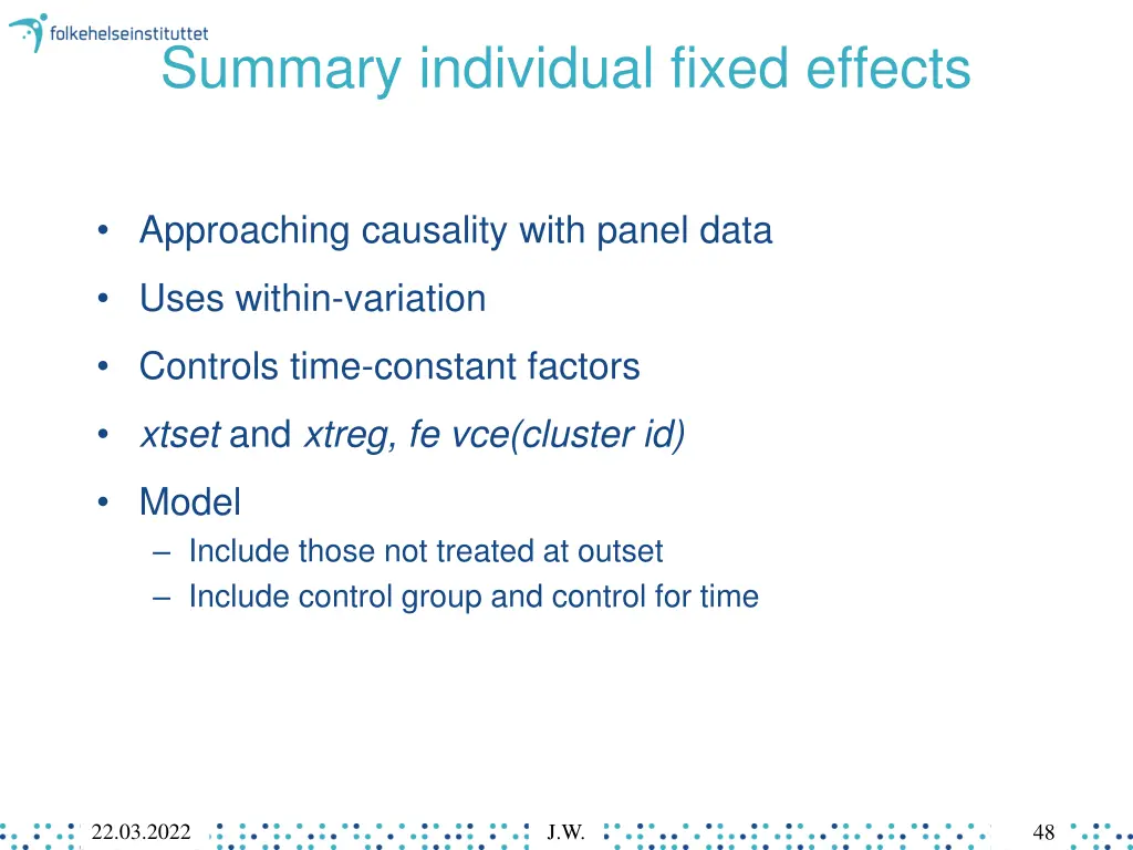 summary individual fixed effects