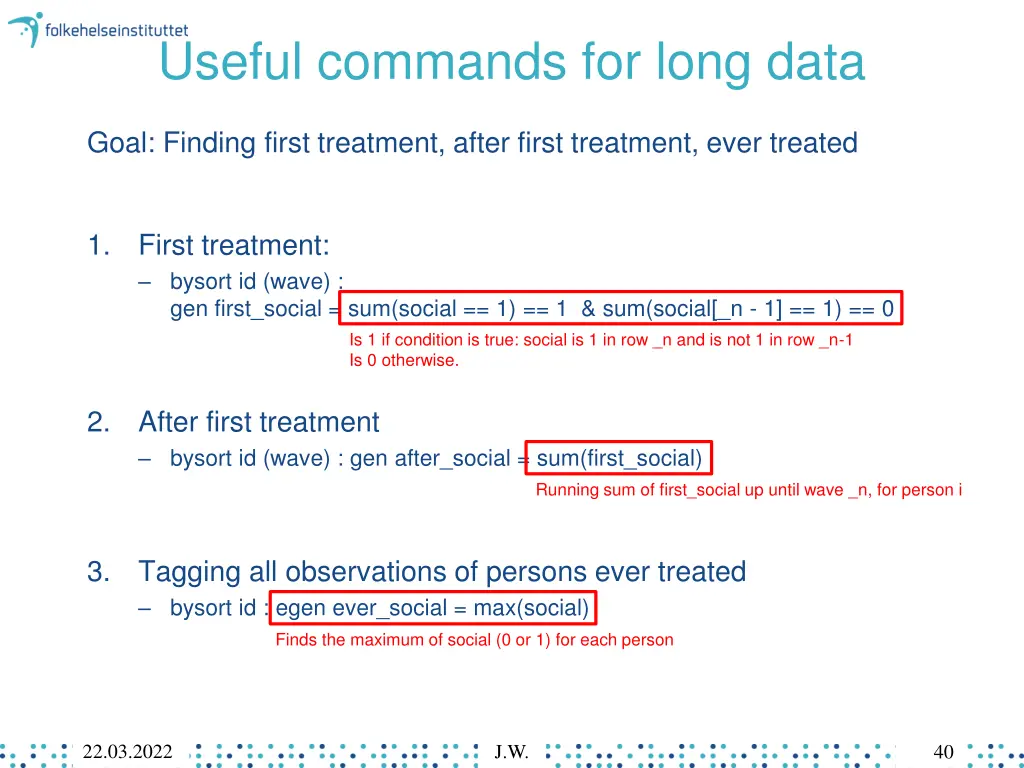 useful commands for long data 4