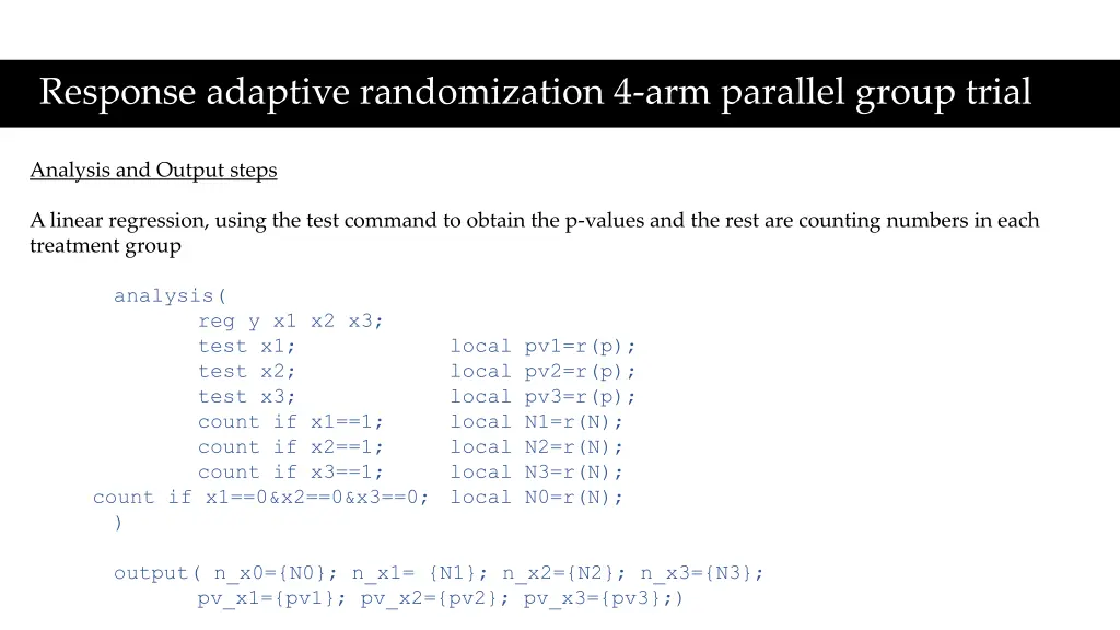 response adaptive randomization 4 arm parallel 2