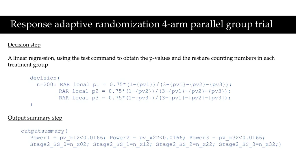 response adaptive randomization 4 arm parallel 3