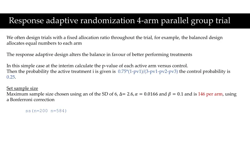 response adaptive randomization 4 arm parallel