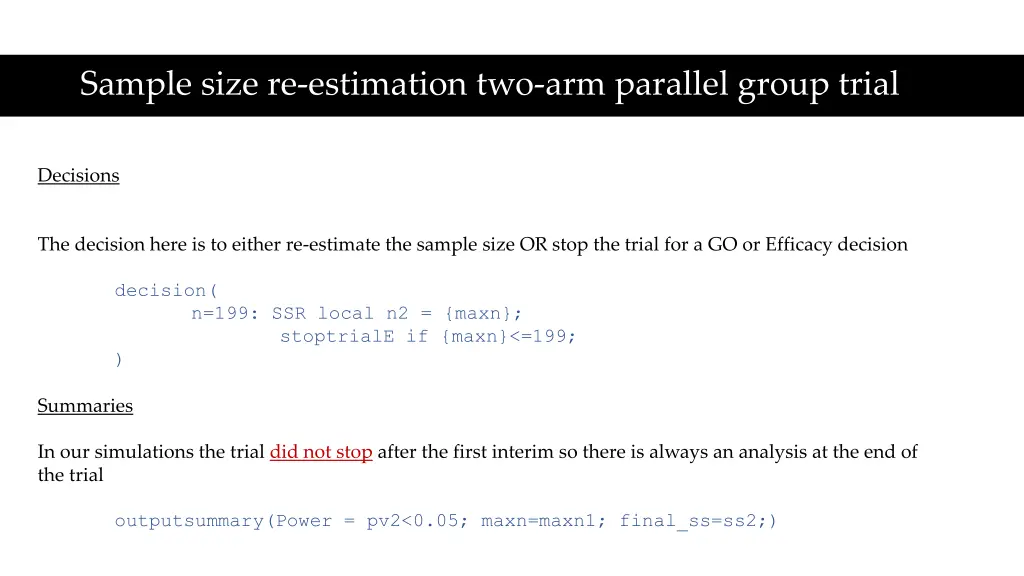 sample size re estimation two arm parallel group 2