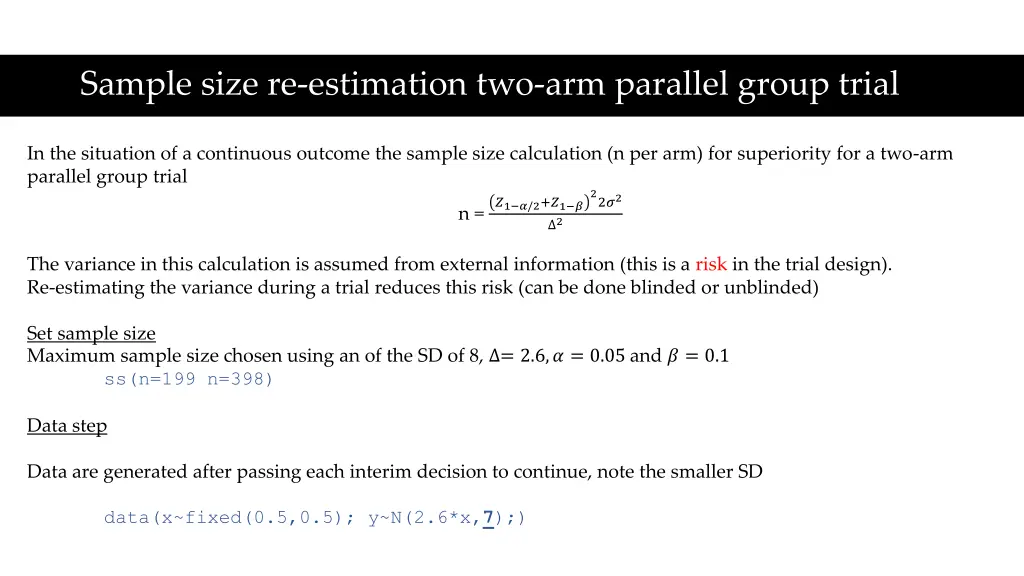 sample size re estimation two arm parallel group