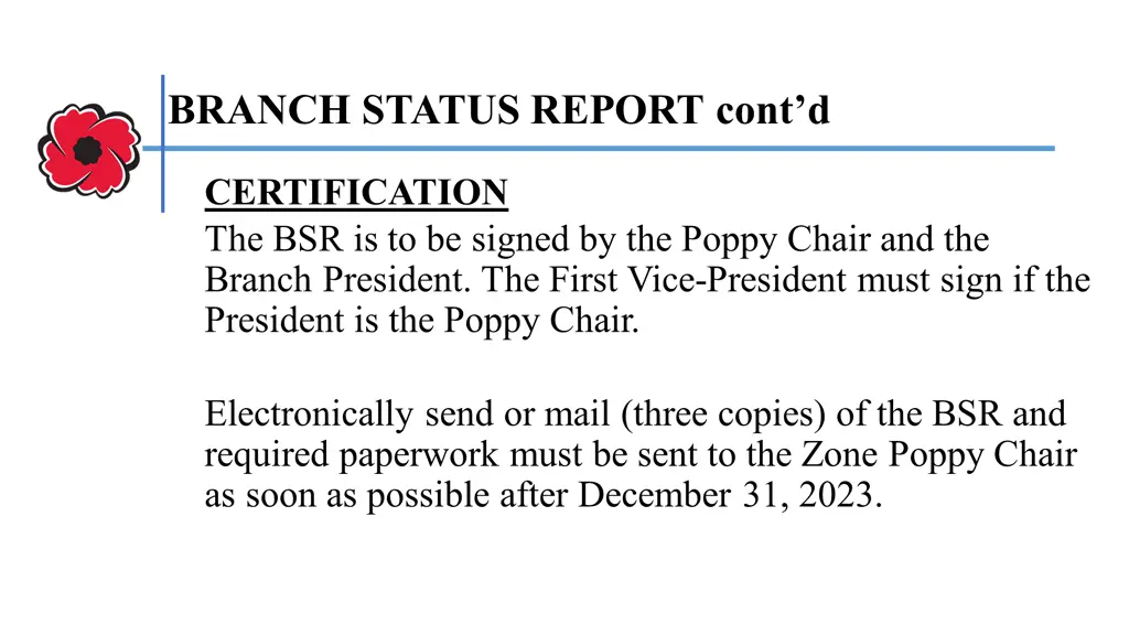 branch status report cont d