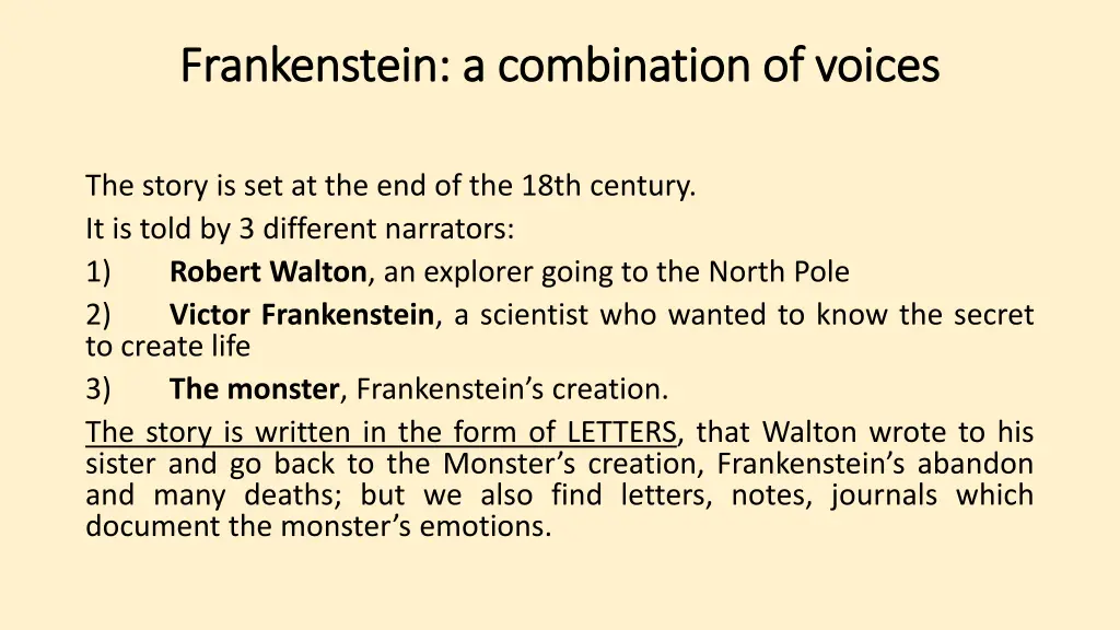 frankenstein a combination of voices frankenstein