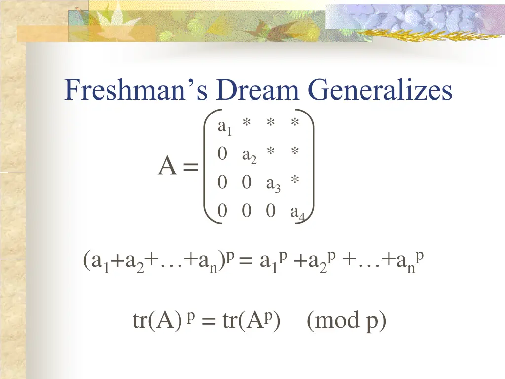 freshman s dream generalizes a 1 a