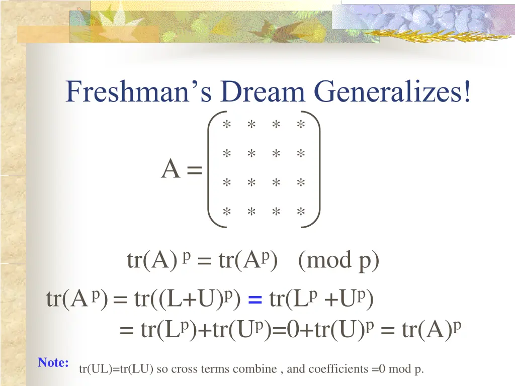 freshman s dream generalizes a