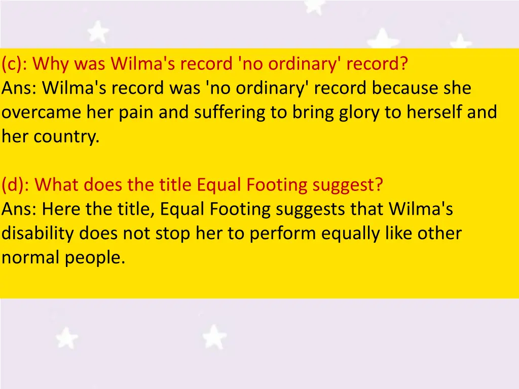 c why was wilma s record no ordinary record