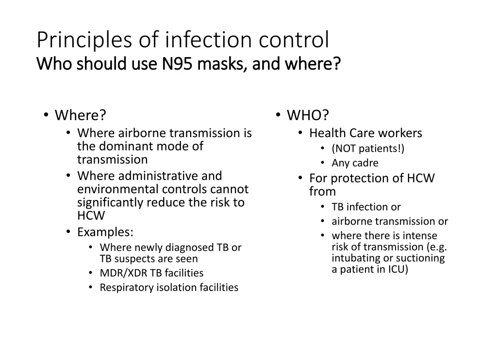 principles of infection control who should