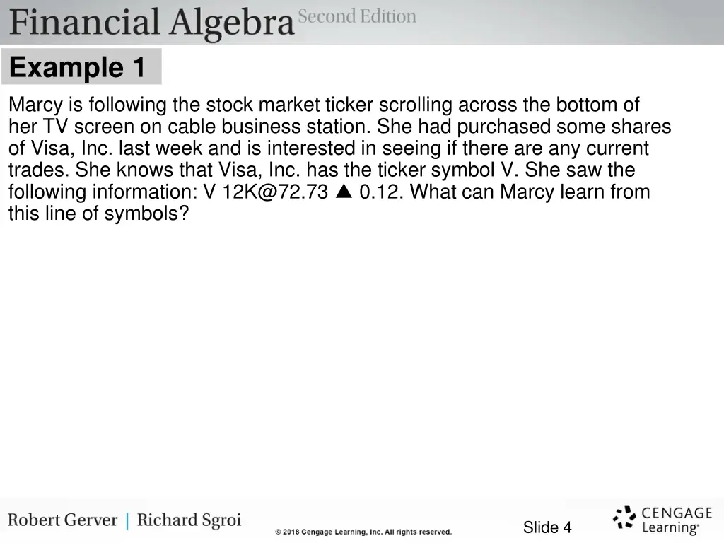 example 1 marcy is following the stock market