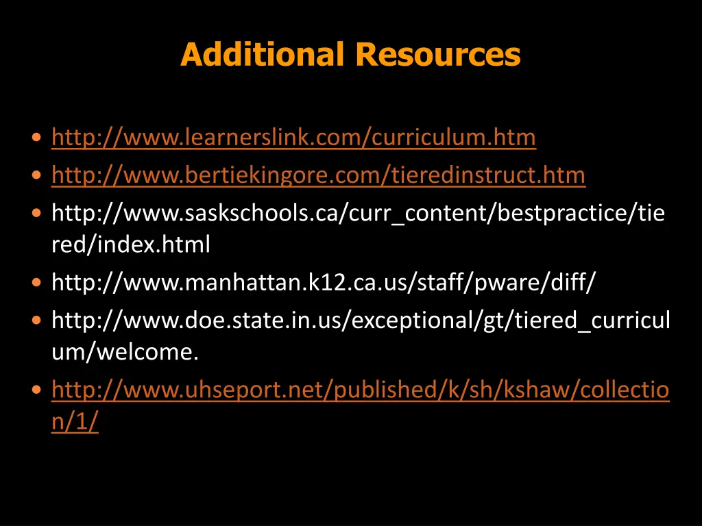 additional resources