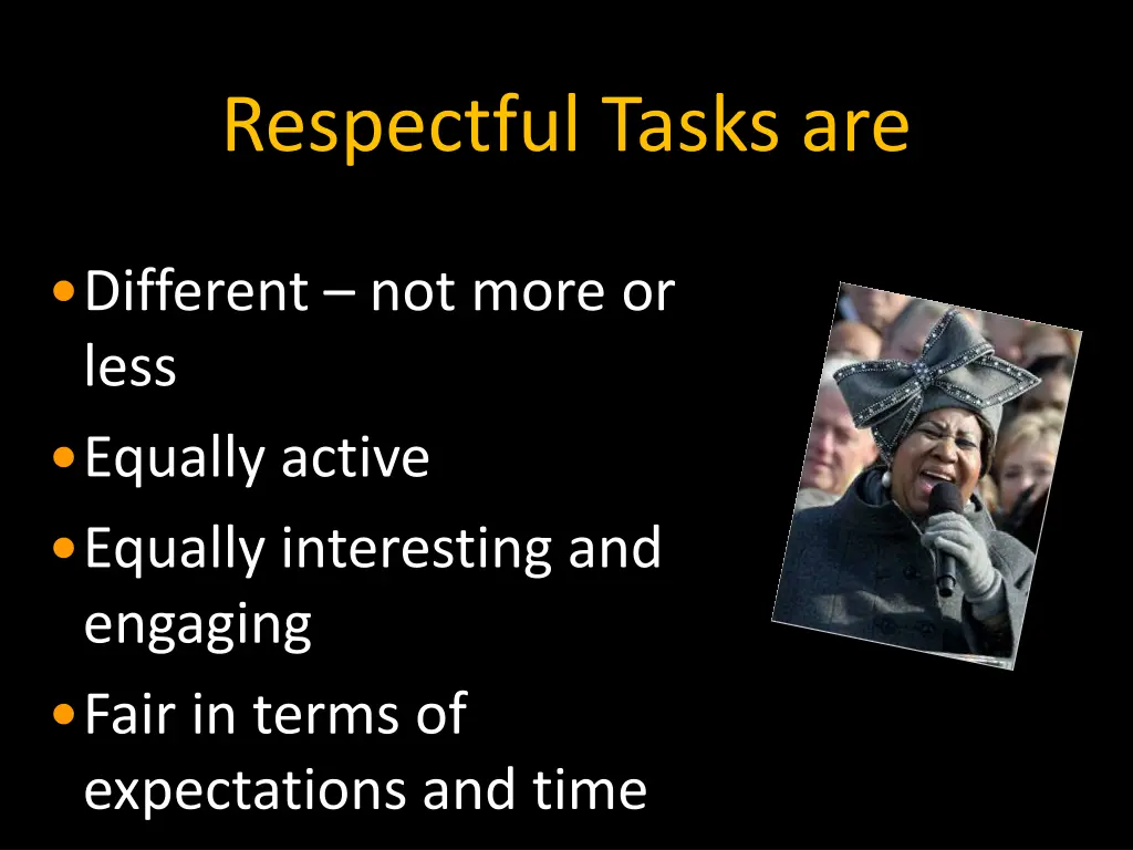 respectful tasks are