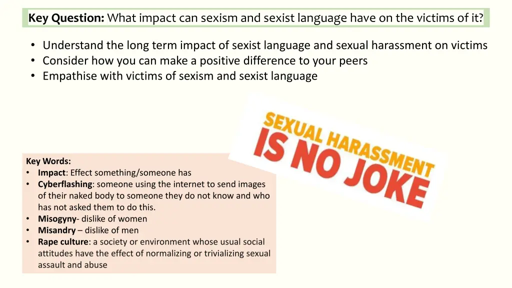 key question what impact can sexism and sexist