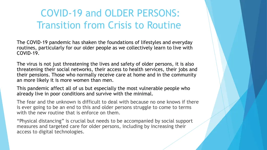 covid 19 and older persons transition from crisis