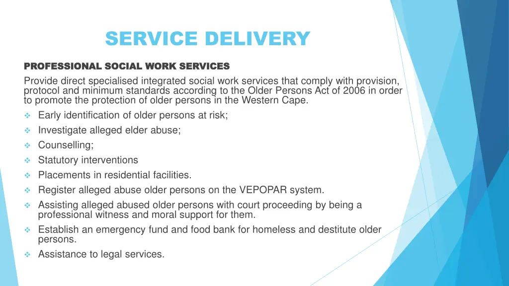 service delivery