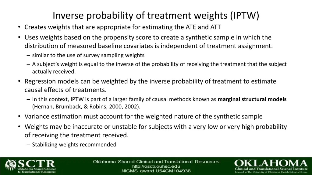 inverse probability of treatment weights iptw