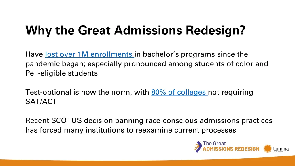 why the great admissions redesign